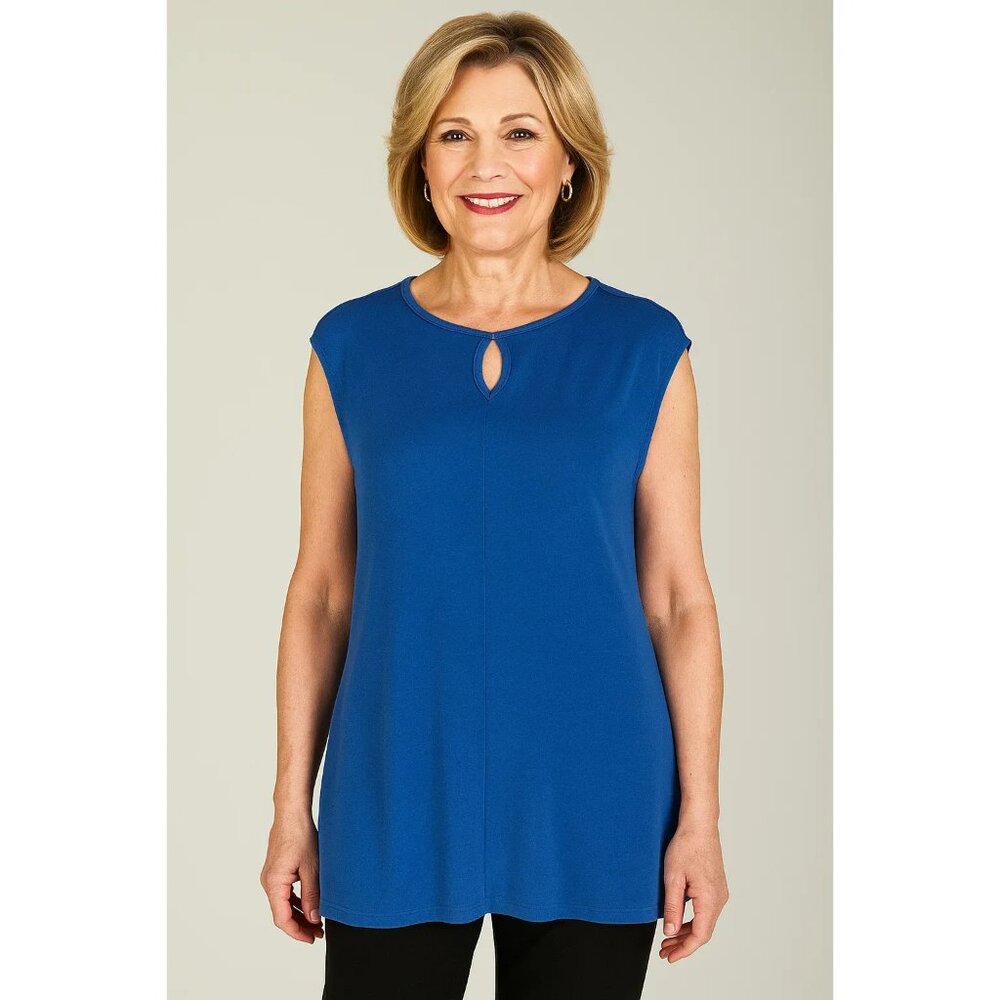 Chico's Travelers size 0 Small Sleeveless Keyhole Royal Blue Top